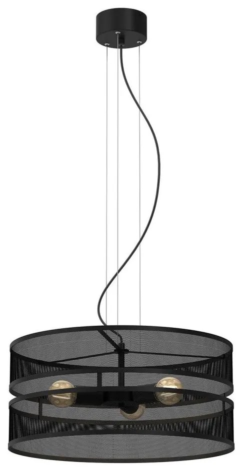 Lampadario a sospensione con filo GLUM 3xE27/60W/230V nero
