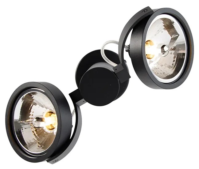 Faretto moderno nero regolabile a 2 luci - Goes