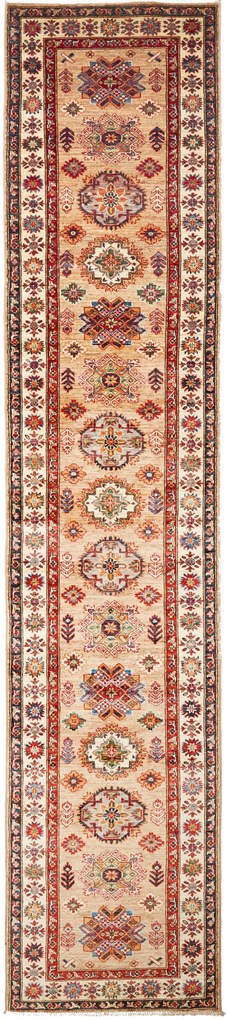Kazak Tappeto 90 x 400 Beige (Pakistan) Annodato A Mano