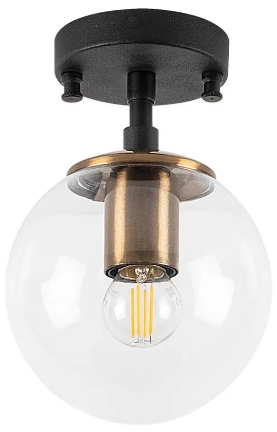 Lampada da soffitto nera con paralume in vetro ø 15 cm Atmaca - Opviq lights