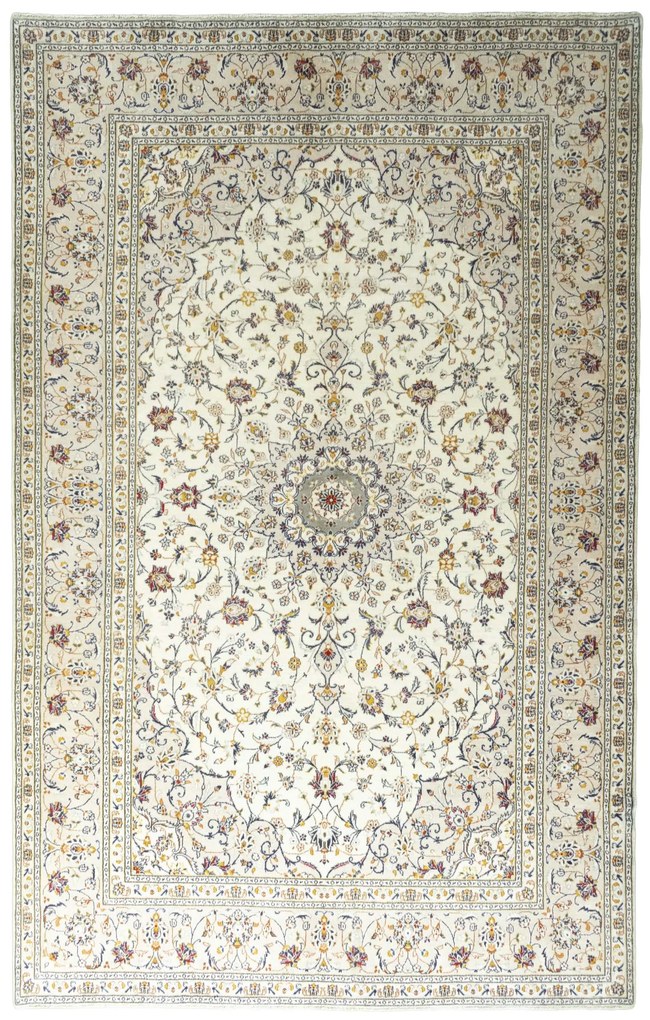 Kashan Tappeto 200x310 Beige (Iran) Annodato A Mano