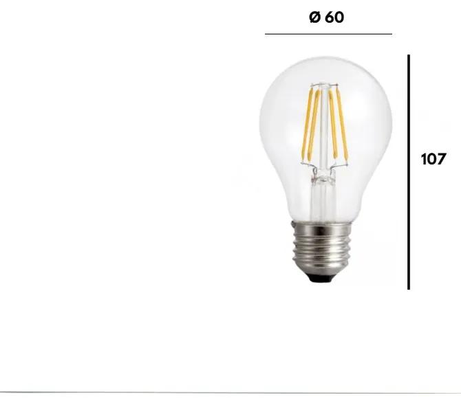 Lampadina LED E27 Filamento 7W, 870lm Colore  Bianco Caldo 2.700K
