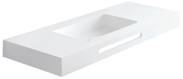 Lavabo sospeso rettangolare Zen L80 H 10 x P 46 cm in acrilico bianco