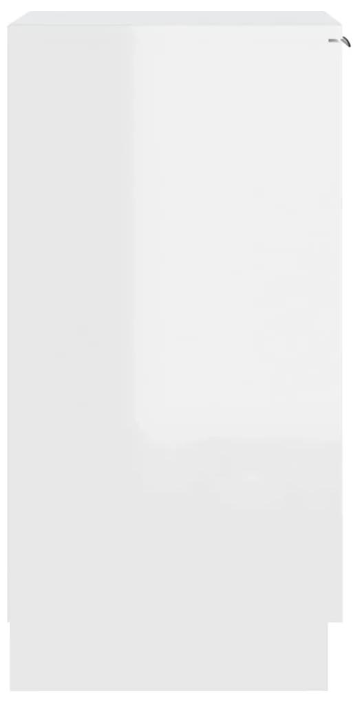 Scarpiera Bianco Lucido 30x35x70 cm in Legno Multistrato