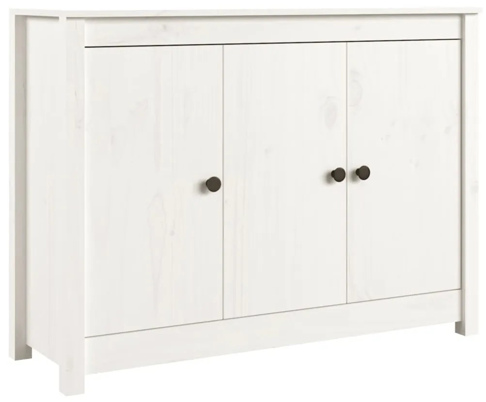 Credenza bianca 100x35x74 cm in legno massello di pino