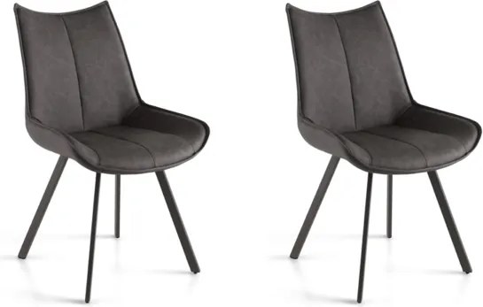 Sedia da pranzo in ecopelle con seduta e gambe Antracite CLODIA Set 2 pz