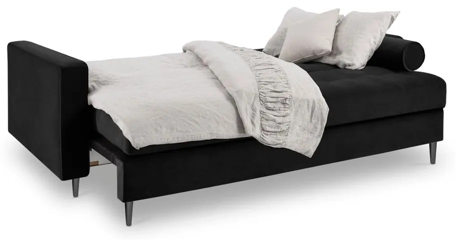 Divano letto in velluto nero Santo - Milo Casa