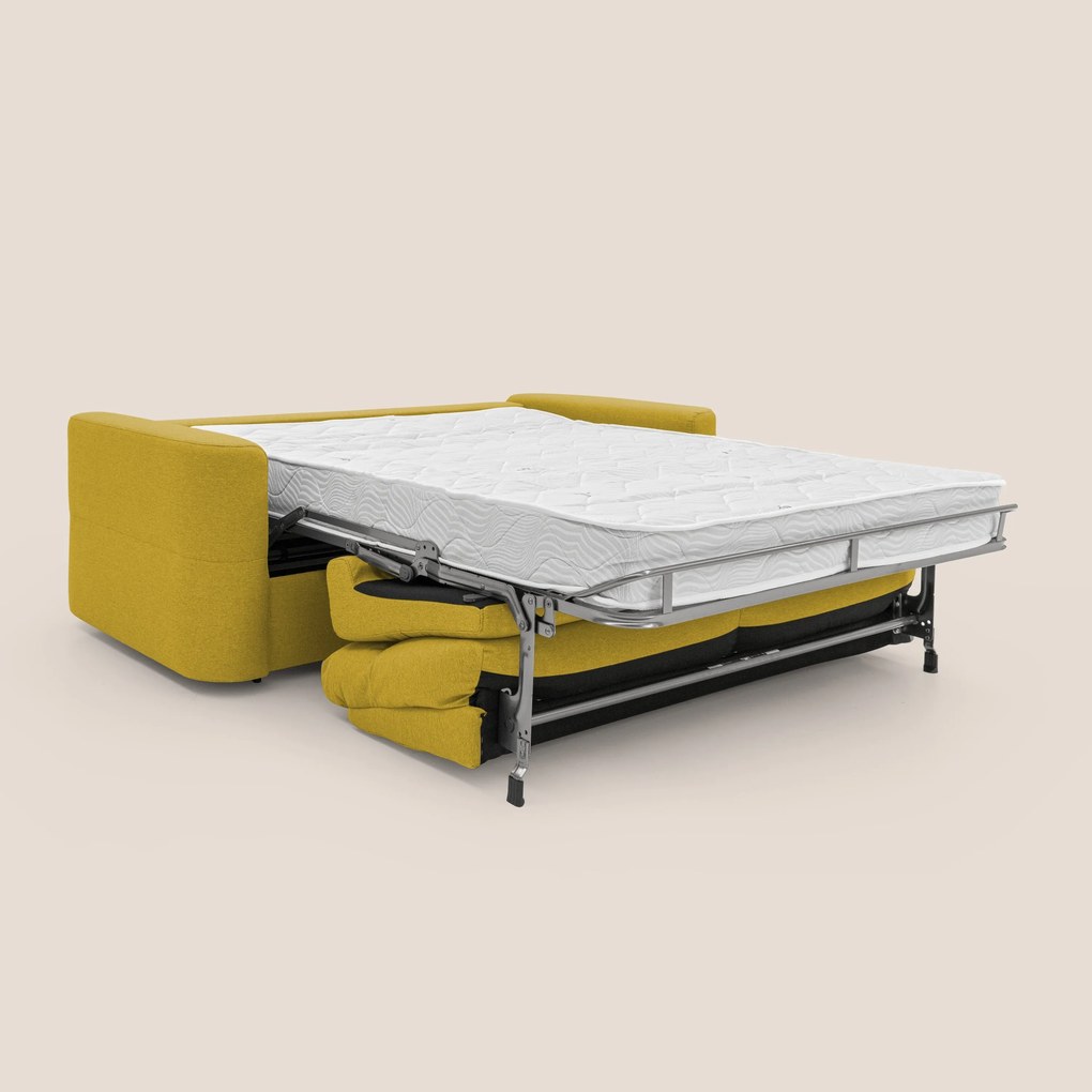Cupido Divano letto materasso H18 cm e schienale alto in tessuto impermeabile simil cotone T13 giallo