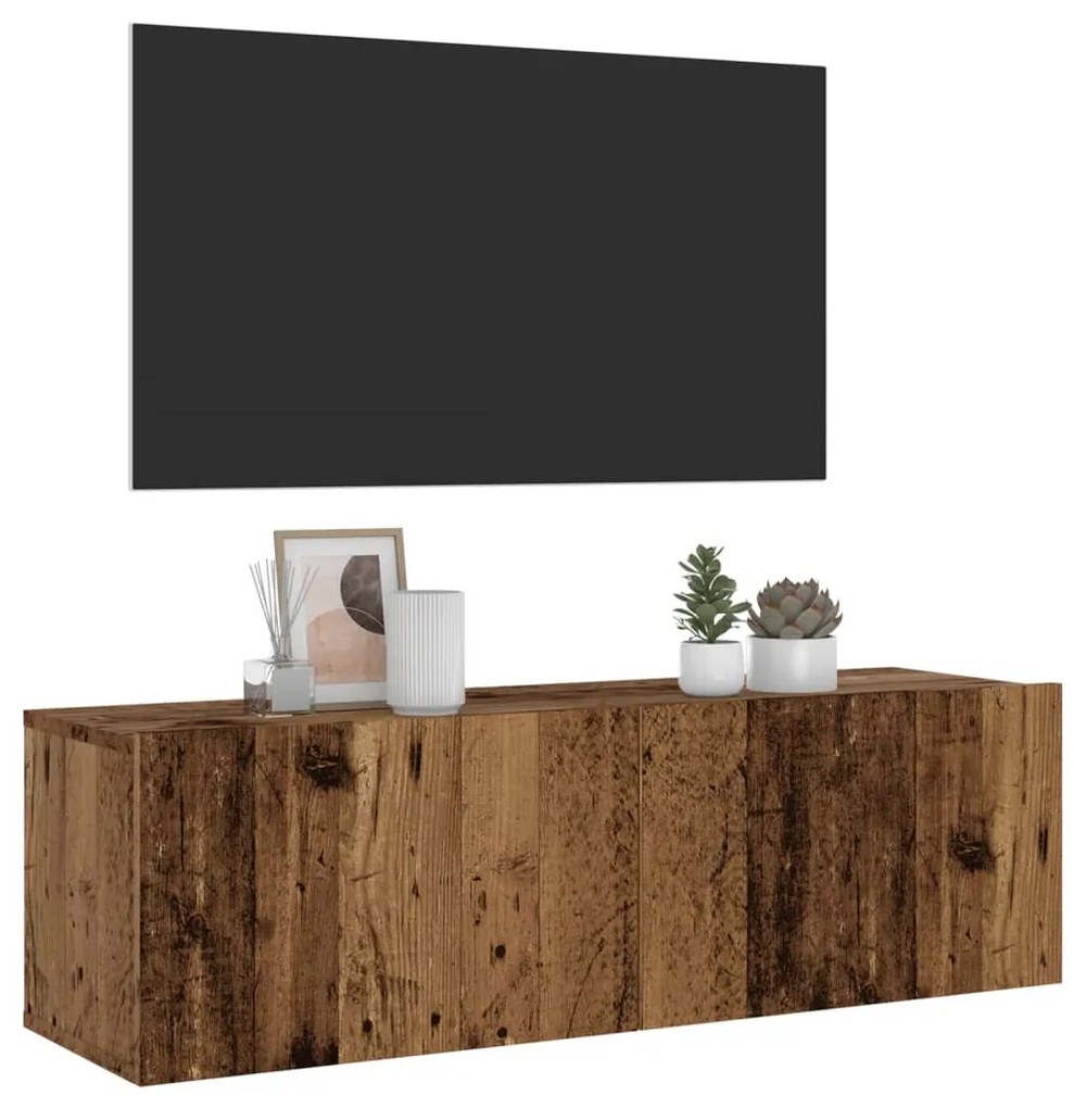 Mobile Tv A Parete Legno Antico 100x30x30 Cm İn Truciolato /