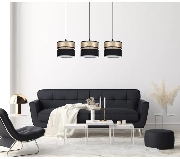 Lampadario a sospensione con filo LIMA 3xE27/60W/230V oro/nero