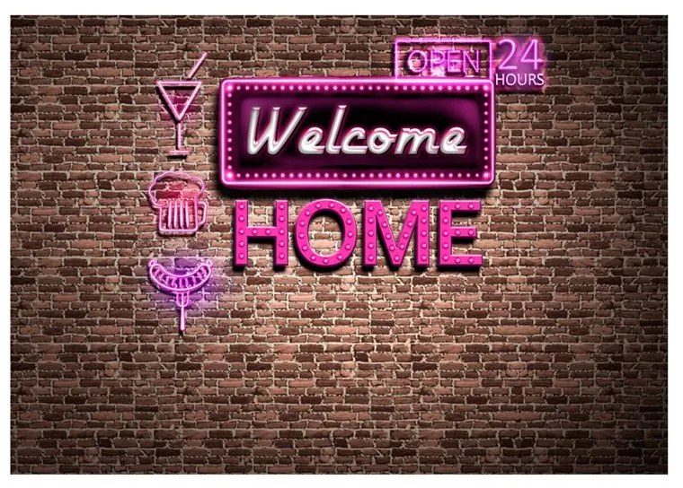 Fotomurale  Welcome home  Colore Rosa, Dimensioni e Misure 100x70