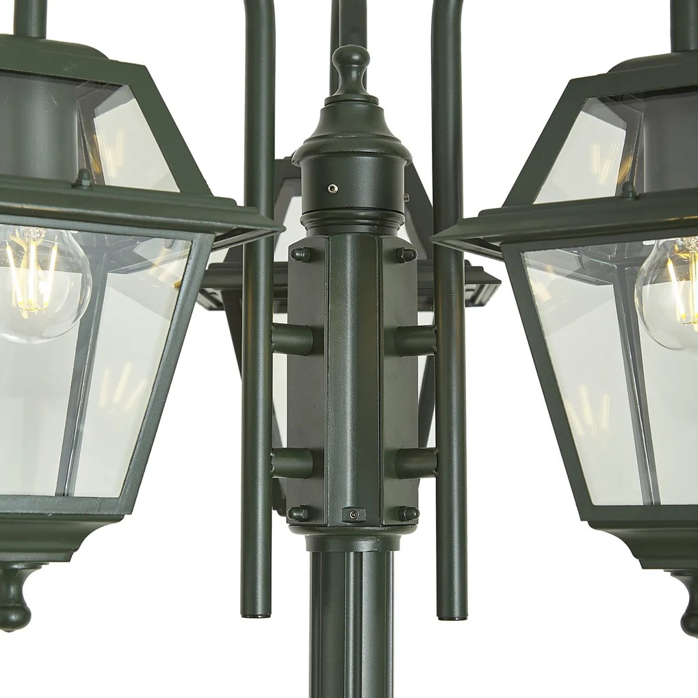 Lanterna da esterno classica verde scuro 235 cm 3 luci IP44 - Berta