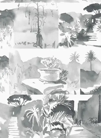 Wandbild Abbey Gardens von Paint & Paper - Paris Rooftops