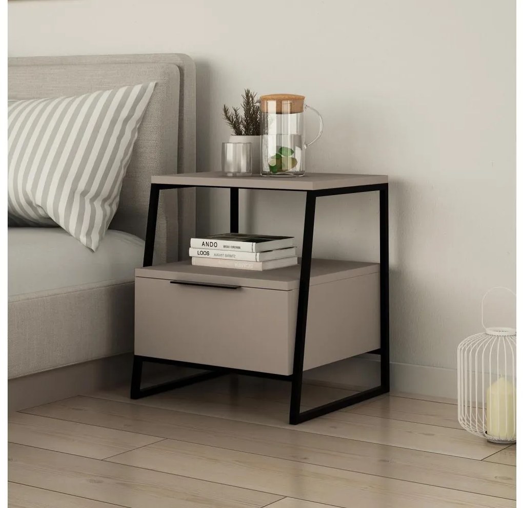 Comodino PAL 50x45 cm nero/grigio