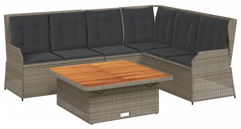 Set divani da giardino 5 pz con cuscini in polyrattan grigio