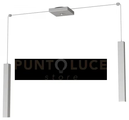 Square tube sospensione 2 luci grigio cavo cm.250 con base 1173-s2-gr