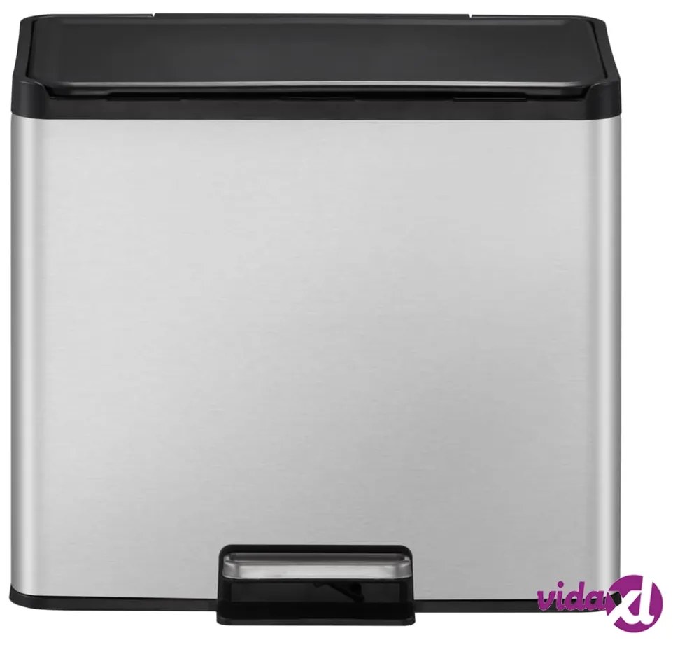 EKO Pattumiera a Pedale Essential 2x15 L Argento Opaco