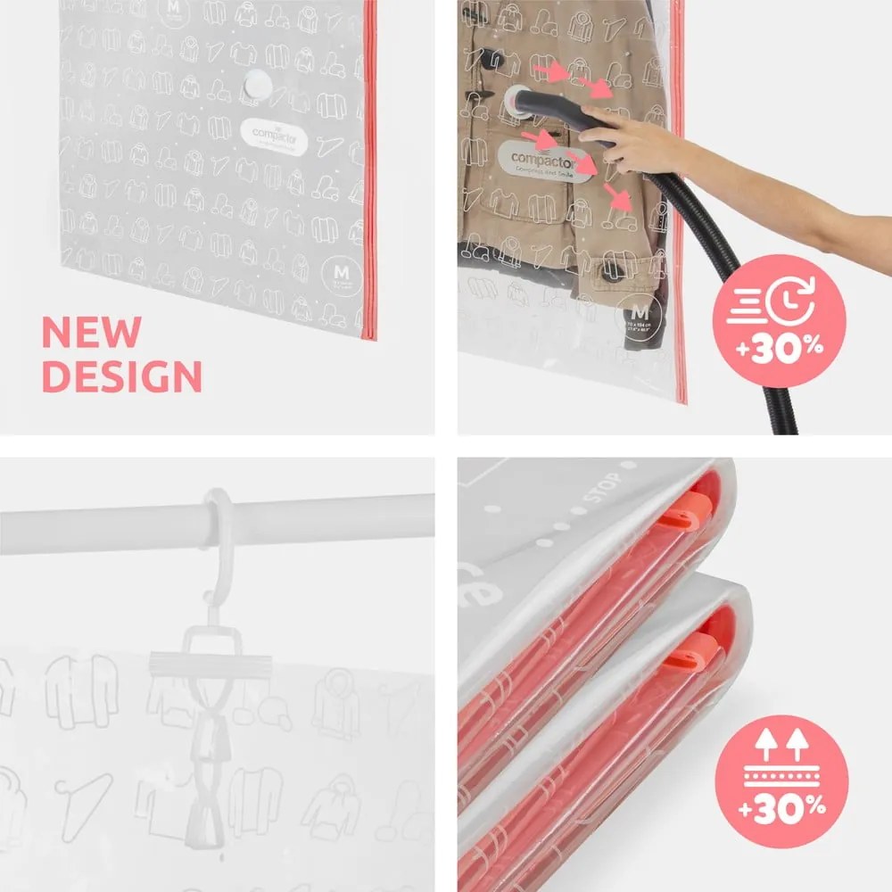 Sacchetti per il vuoto in set da 4 pezzi Hanging Vacuum M/L - Compactor