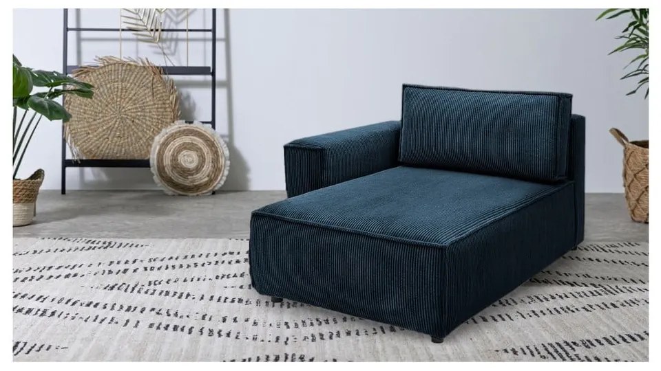 Modulo divano in velluto a coste blu scuro, angolo sinistro Nihad modular - Bobochic Paris