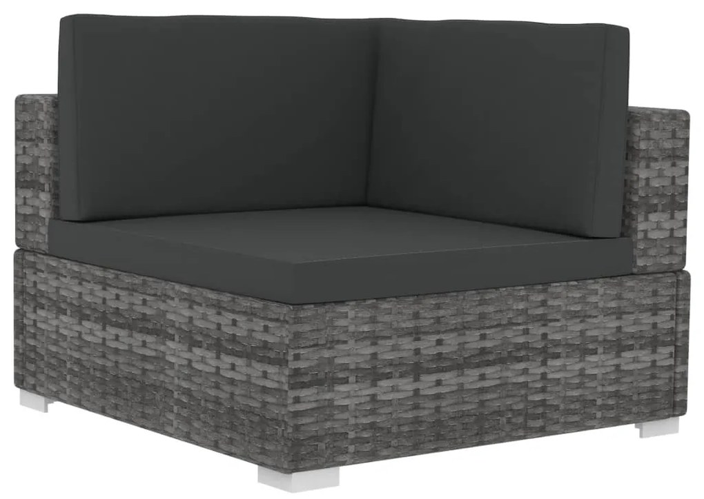 Set Divani da Giardino 4 pz con Cuscini in Polyrattan Grigio