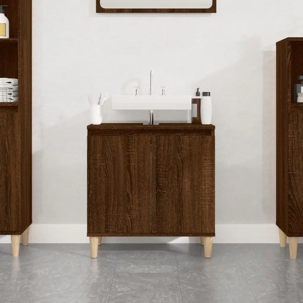 Mobile Lavabo Rovere Marrone 58x33x60 Cm İn Legno Multistrato /