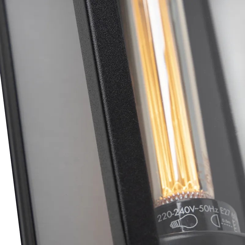 Lampada da parete esterna rettangolare moderna nera con vetro - Rotterdam Long