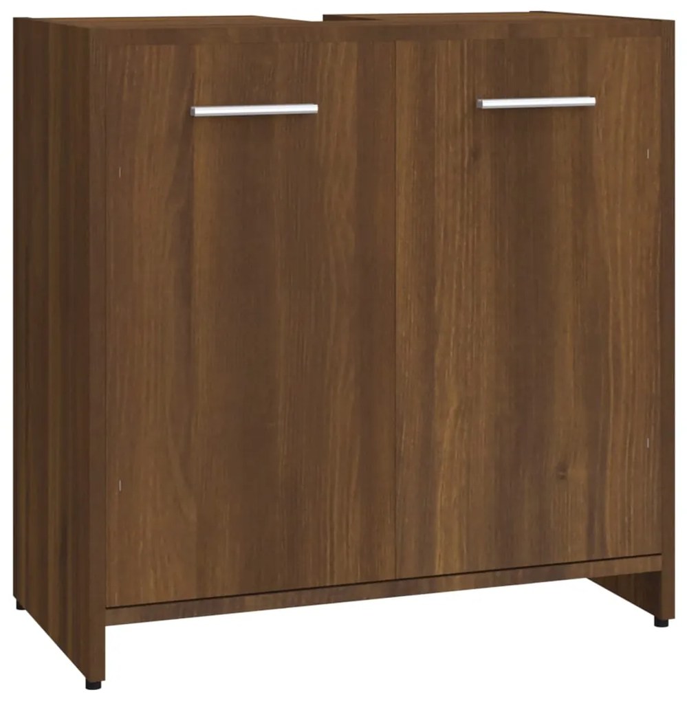 Armadietto bagno rovere marrone 60x33x60cm legno ingegnerizzato