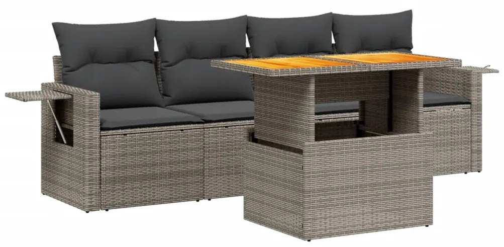 Set divano da giardino 5 pz con cuscini beige in polyrattan