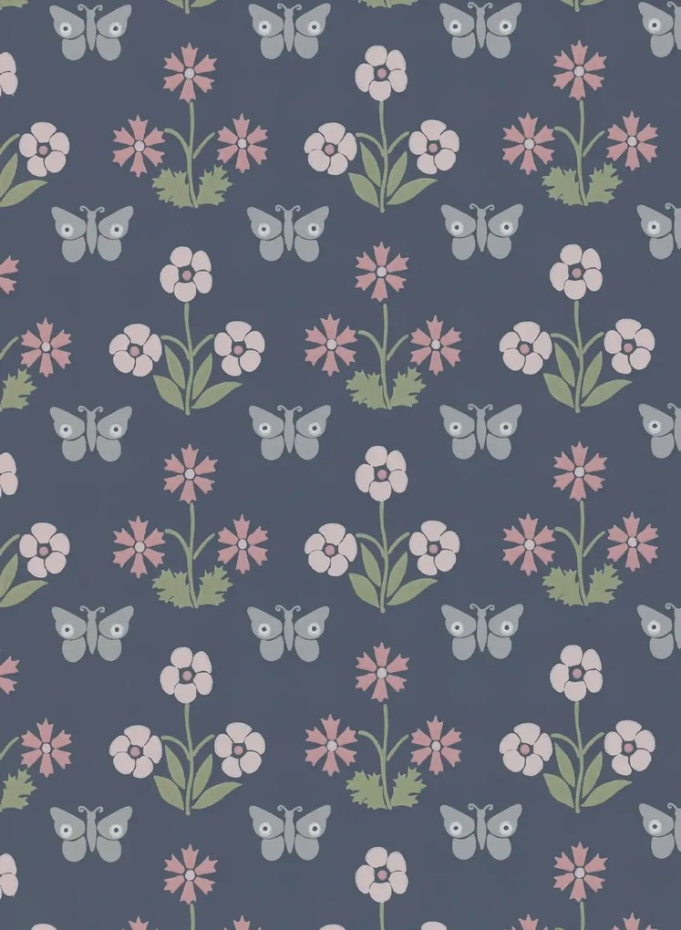 Little Greene Tapete Burges Butterfly - Hicks Blue