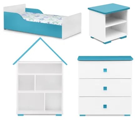 Armadietto PABIS 87x83 cm bianco/blu