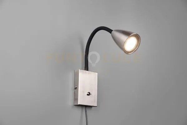 Wanda applique flessibile con interruttore metallo acciaio e nero h...