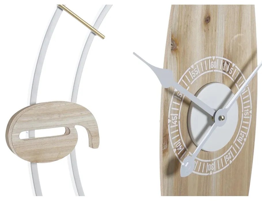 Orologio da Parete DKD Home Decor Naturale MDF Bianco Ferro (61 x 4,5 x 66 cm)