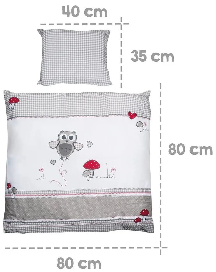 Set copripiumino e federa da bambini bianco/grigio in cotone per culla 80x80 cm Adam &amp; Eule – Roba