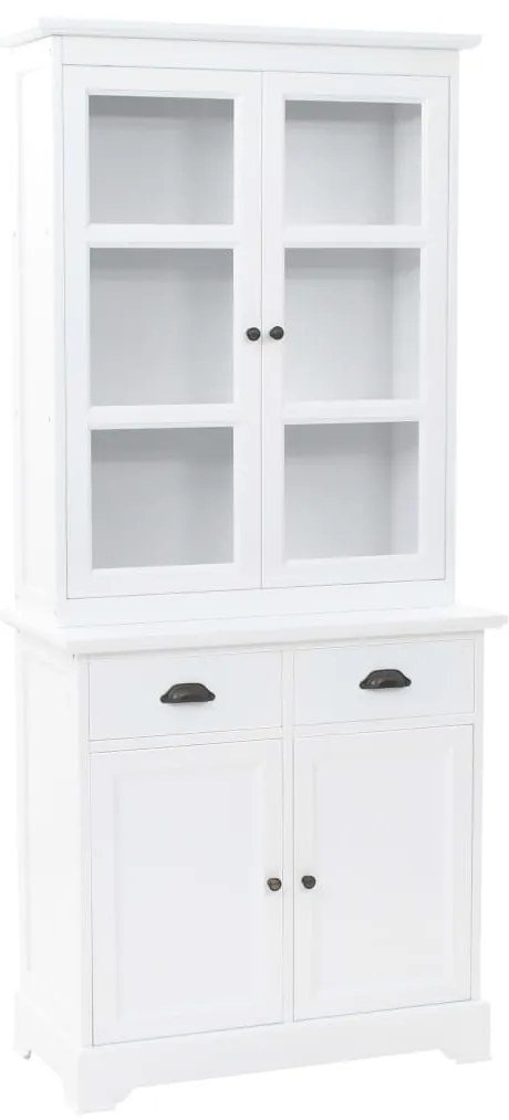 Credenza Con Alzata 4 Ante İn Mdf E Legno Di Pino 80x40x180 Cm /