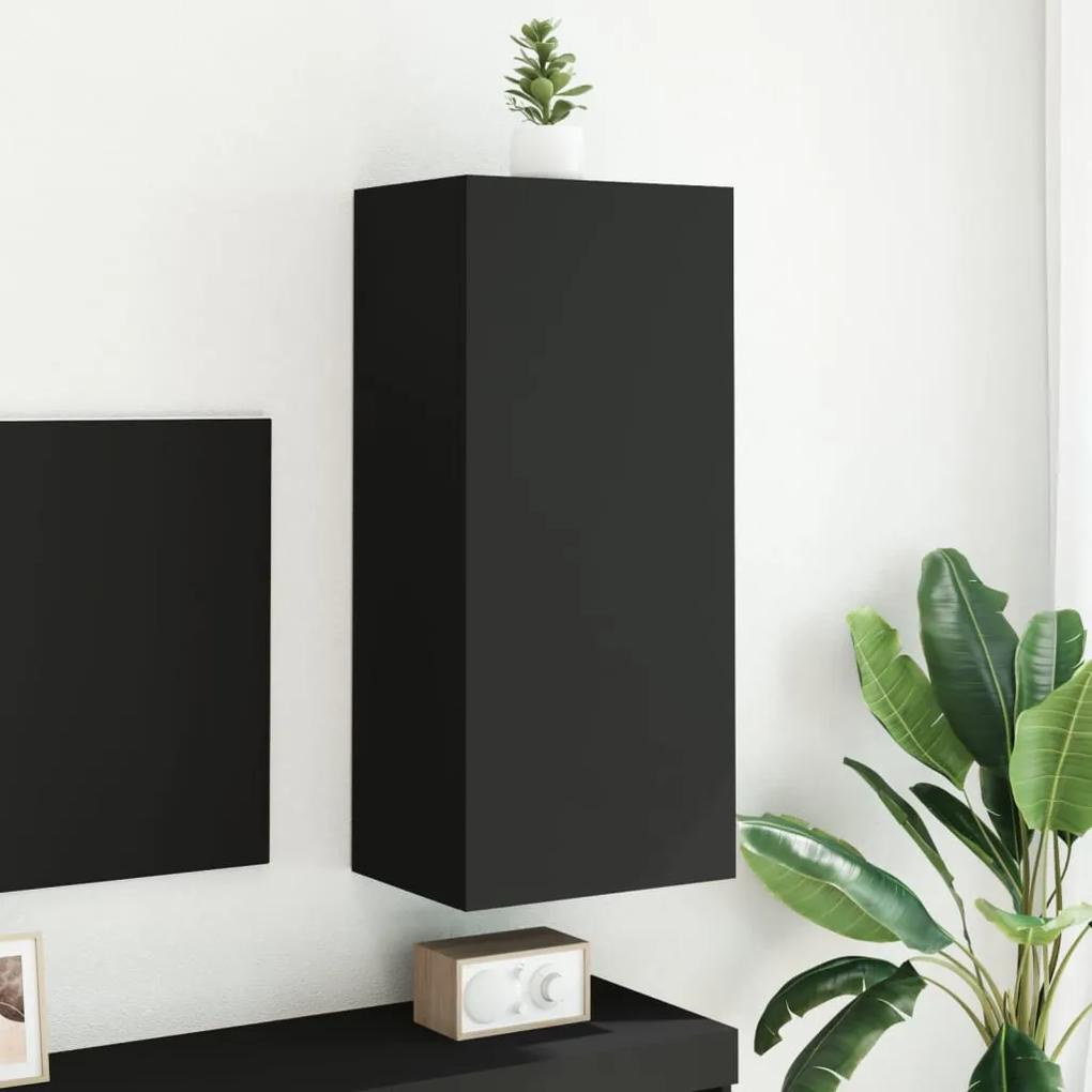 Mobile tv a parete nero 40,5x30x90 cm in legno multistrato