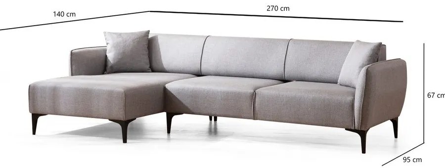 Divano angolare grigio chiaro, angolo sinistro - Belissimo - Balcab Home