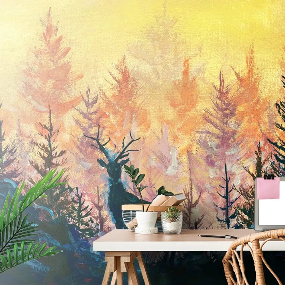 Carta da parati autoadesiva – Pittura forestale artistica