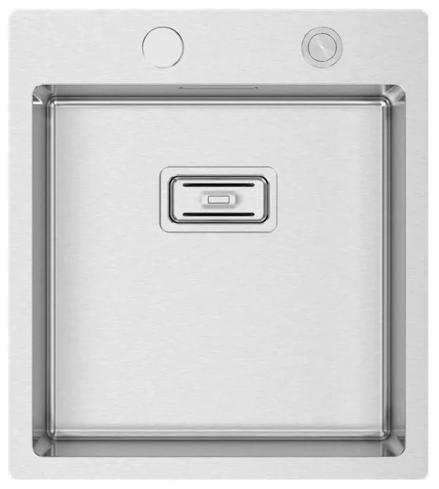 Lavello semincasso 1 vasca RODI Box Lux 46 piletta quadra inox L 50.5 x L 45 x P 20 cm argento