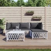 Set Salotto da Giardino 5 pz con Cuscini in Acciaio Bianco 3186862