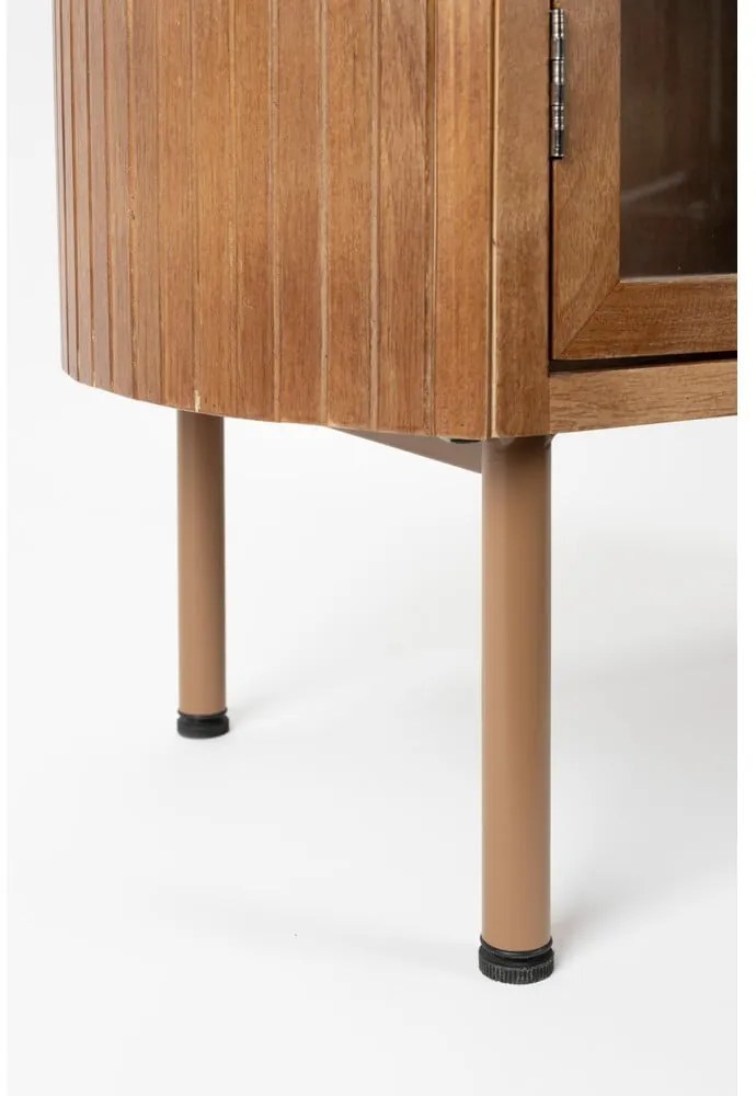 Vetrina di colore naturale in legno di cauciù massiccio 80x140x38 cm Yaz – White Label