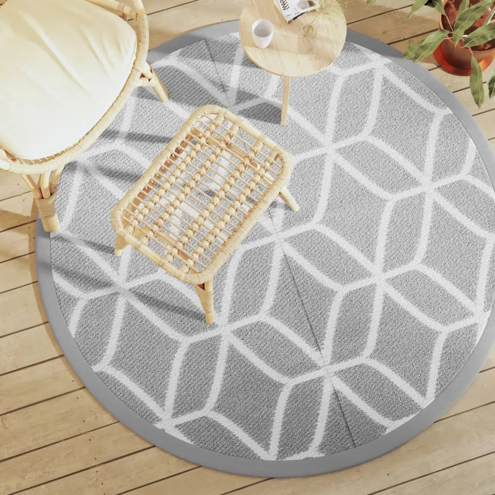 Tappeto Da Esterno Arakıl Grigio Ø160 Cm İn Pp /