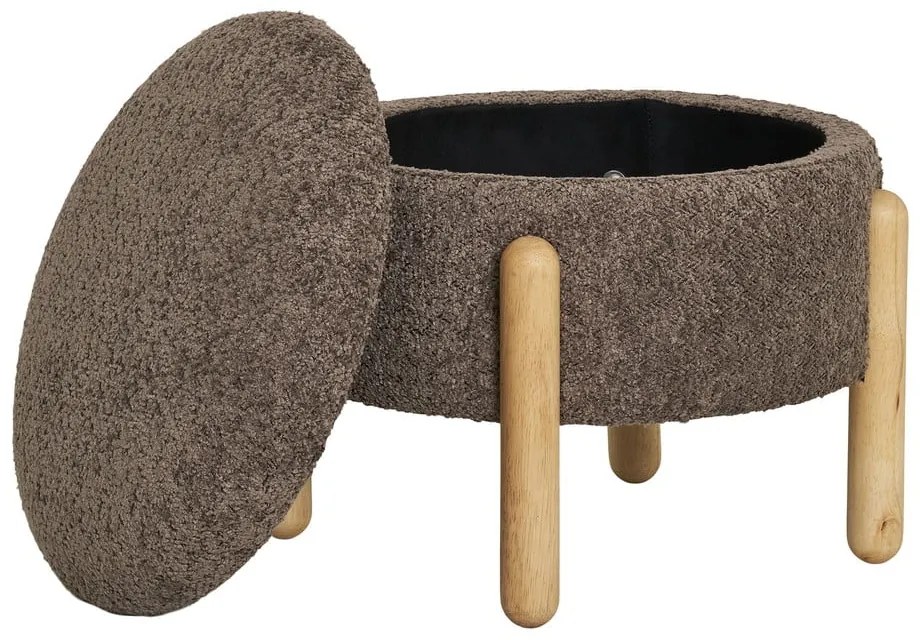 Pouf in tessuto bouclé marrone Medas - House Nordic