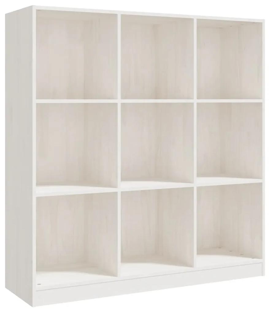 Libreria/divisorio bianco 104x33,5x110 cm in massello di pino