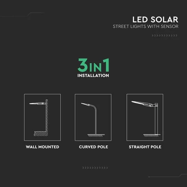 Lampione solare da strada con sensore LED/20W/7,4V IP65 5400 mAh