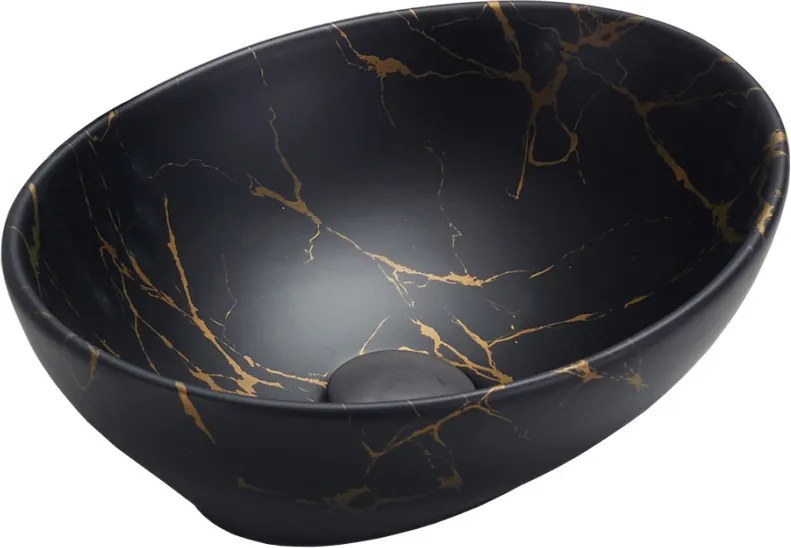 Mexen Elza lavabo da appoggio 40 x 33 cm, pietra nera - 21014098