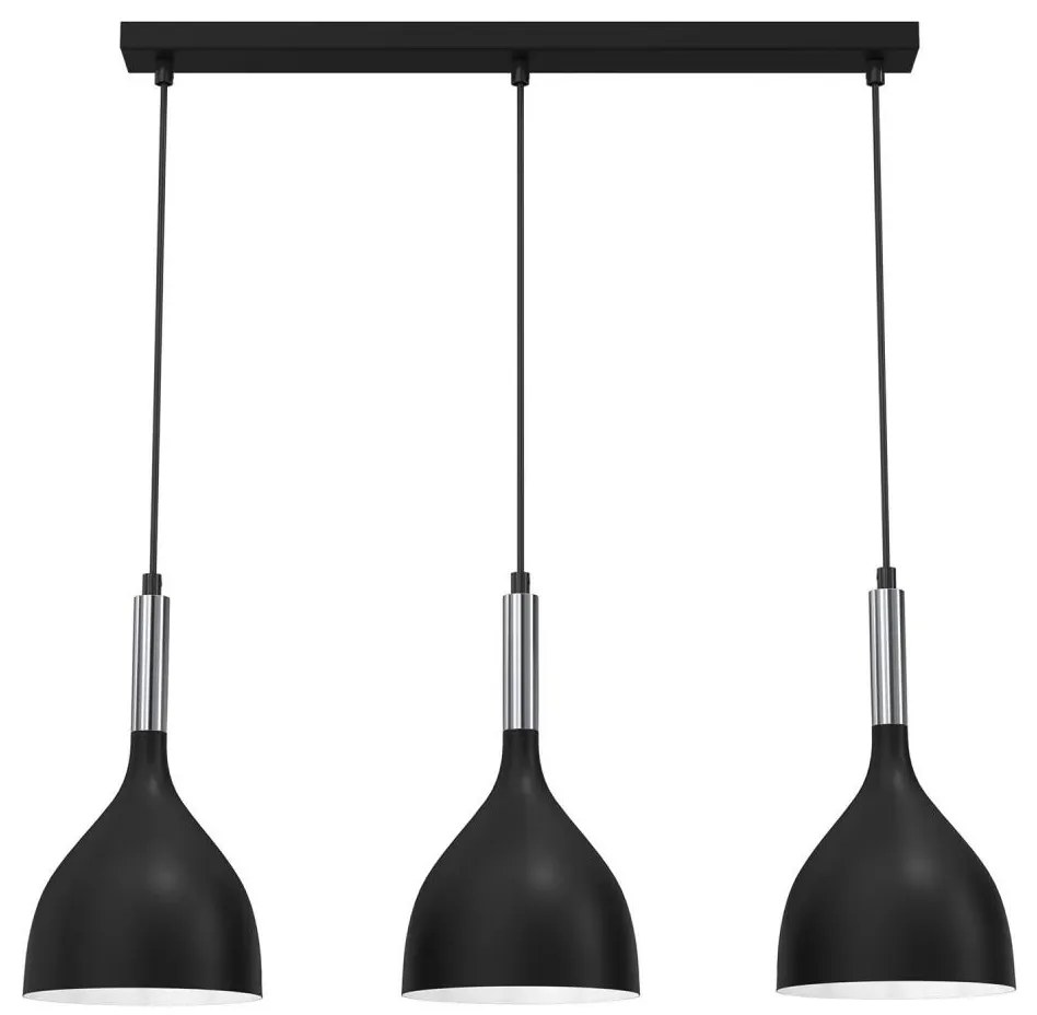 Lampadario a sospensione con filo NOAK 3xE27/15W/230V nero/cromo