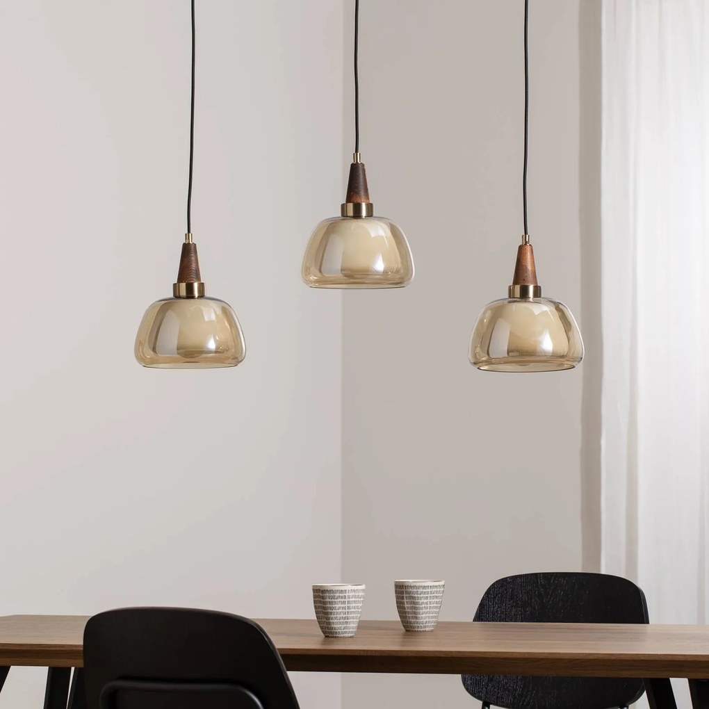 Lampada a sospensione in vetro Ermo Lucea, dimmerabile, Soggiorno / Sala da pranzo, Metallo, Lampada a sospensione