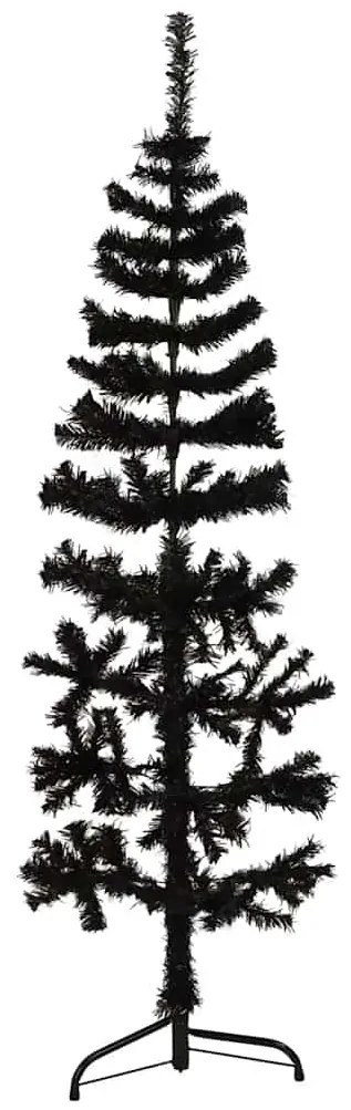 Albero Natale Artificiale Sottile A Metà E Supporto Nero 120 Cm /