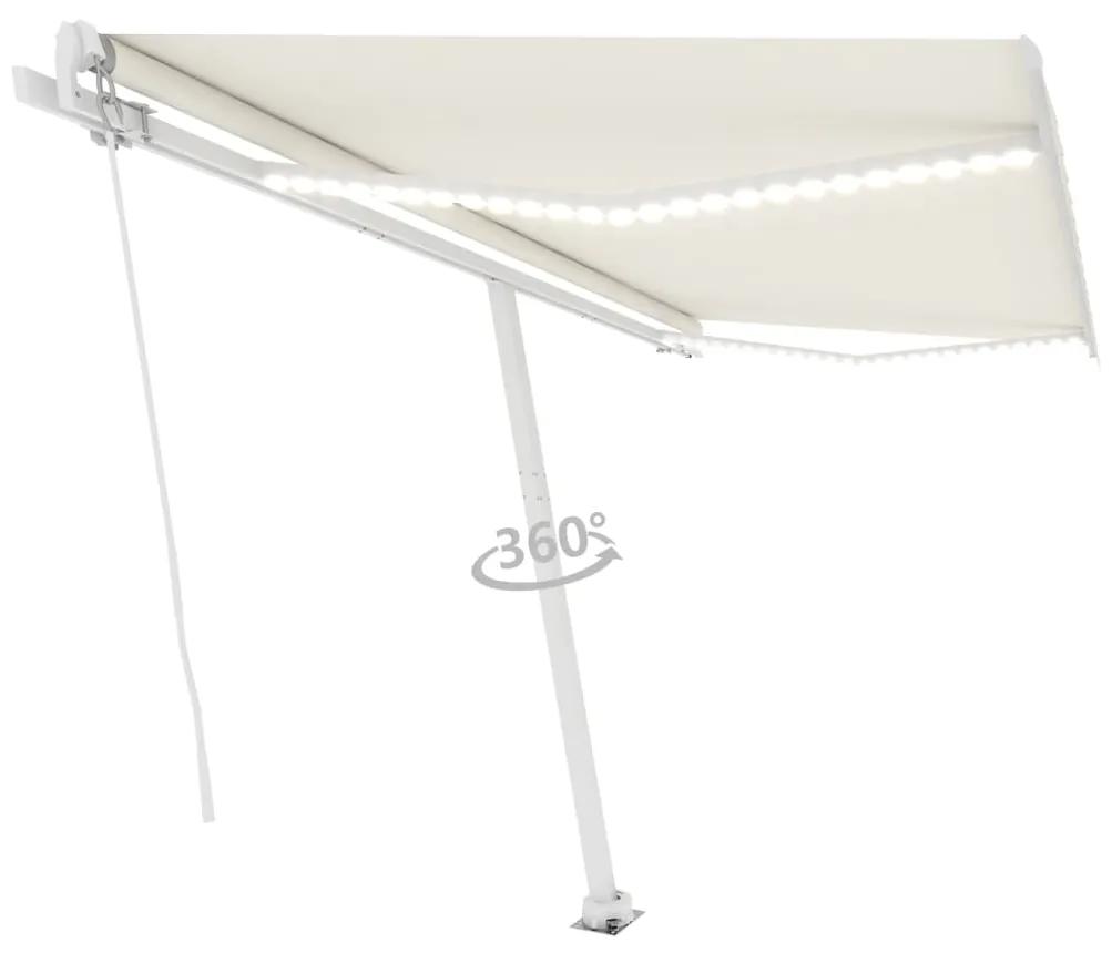 Tenda da Sole Retrattile Manuale con LED 400x350 cm Crema