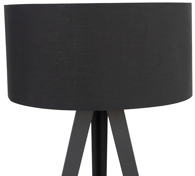 Lampada da terra nera con paralume nero e interno oro - Ilse